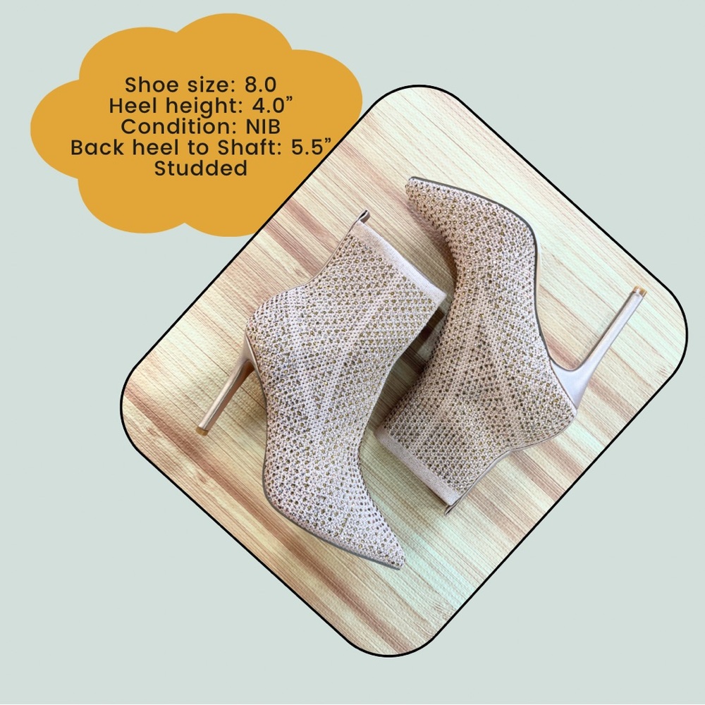 ROSE GOLD STUDDED SOCK BOOTIE NIB SZ 8